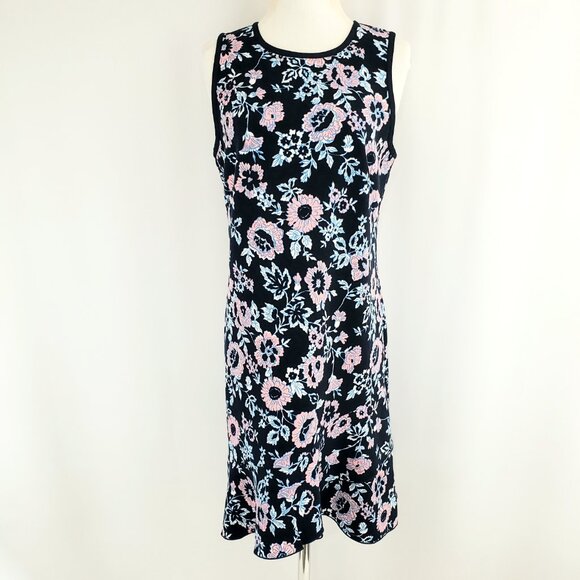 LOFT Sleeveless Dress NWOT Size 6 Multi-Color Floral Back Zip Flounce Ruffle Hem - Picture 2 of 9